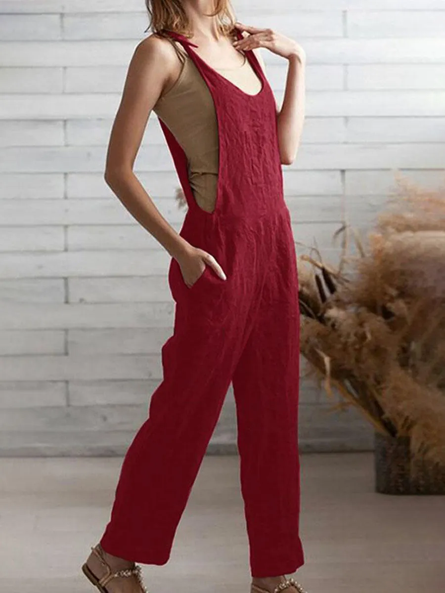 Cotton and Linen Fashion Jumpsuit