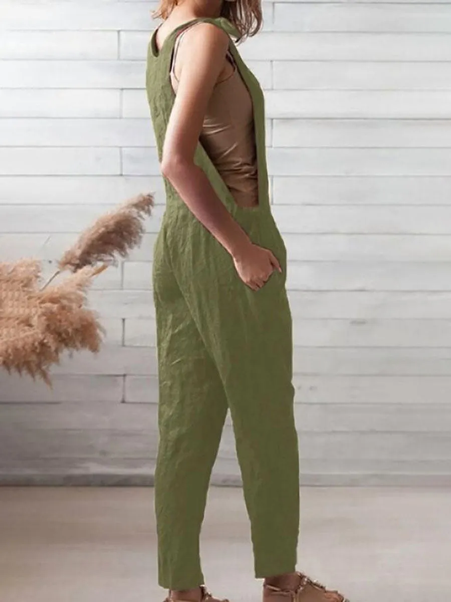 Cotton and Linen Fashion Jumpsuit