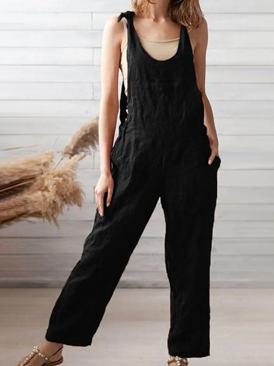 Cotton and Linen Fashion Jumpsuit