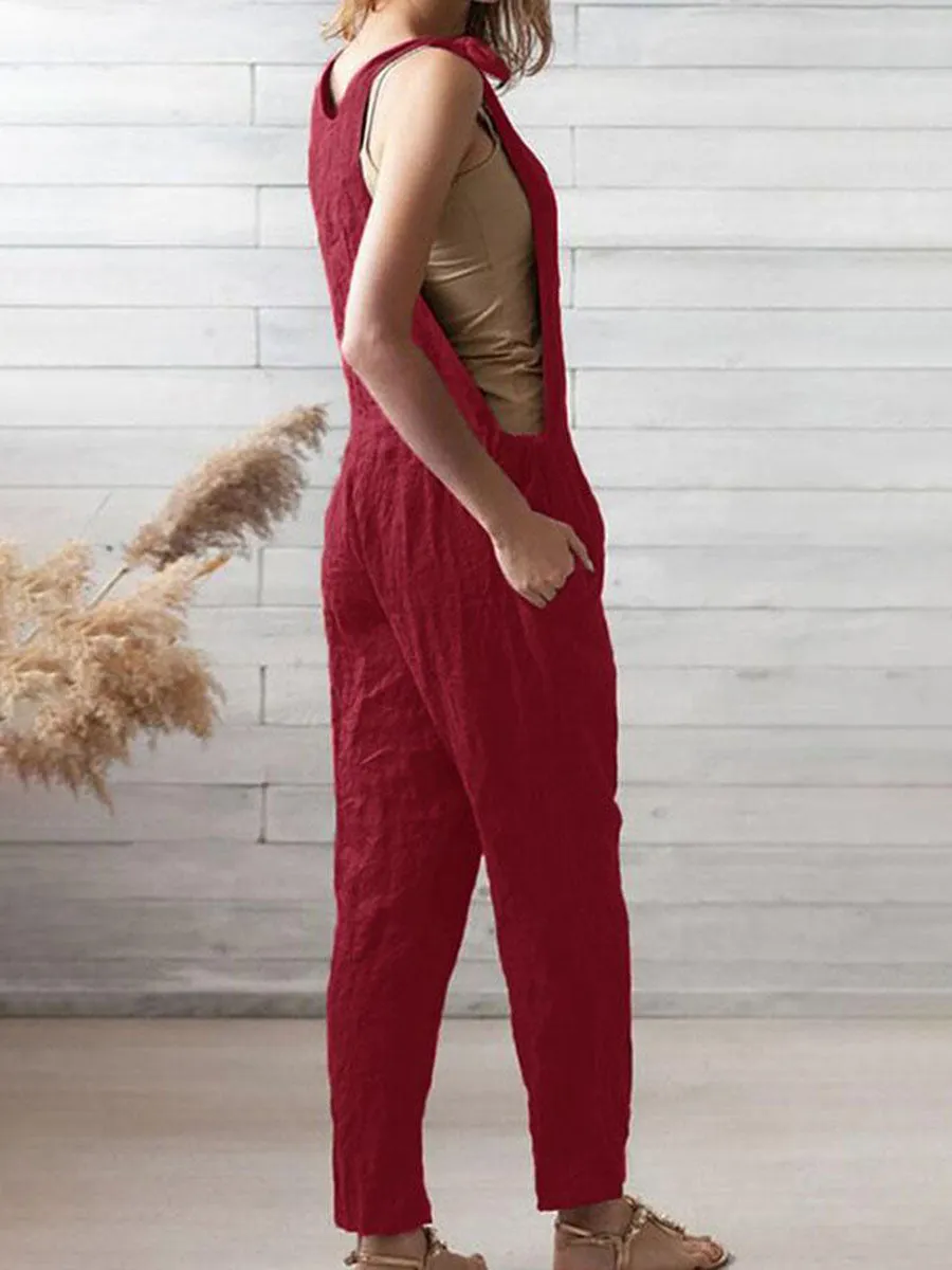 Cotton and Linen Fashion Jumpsuit