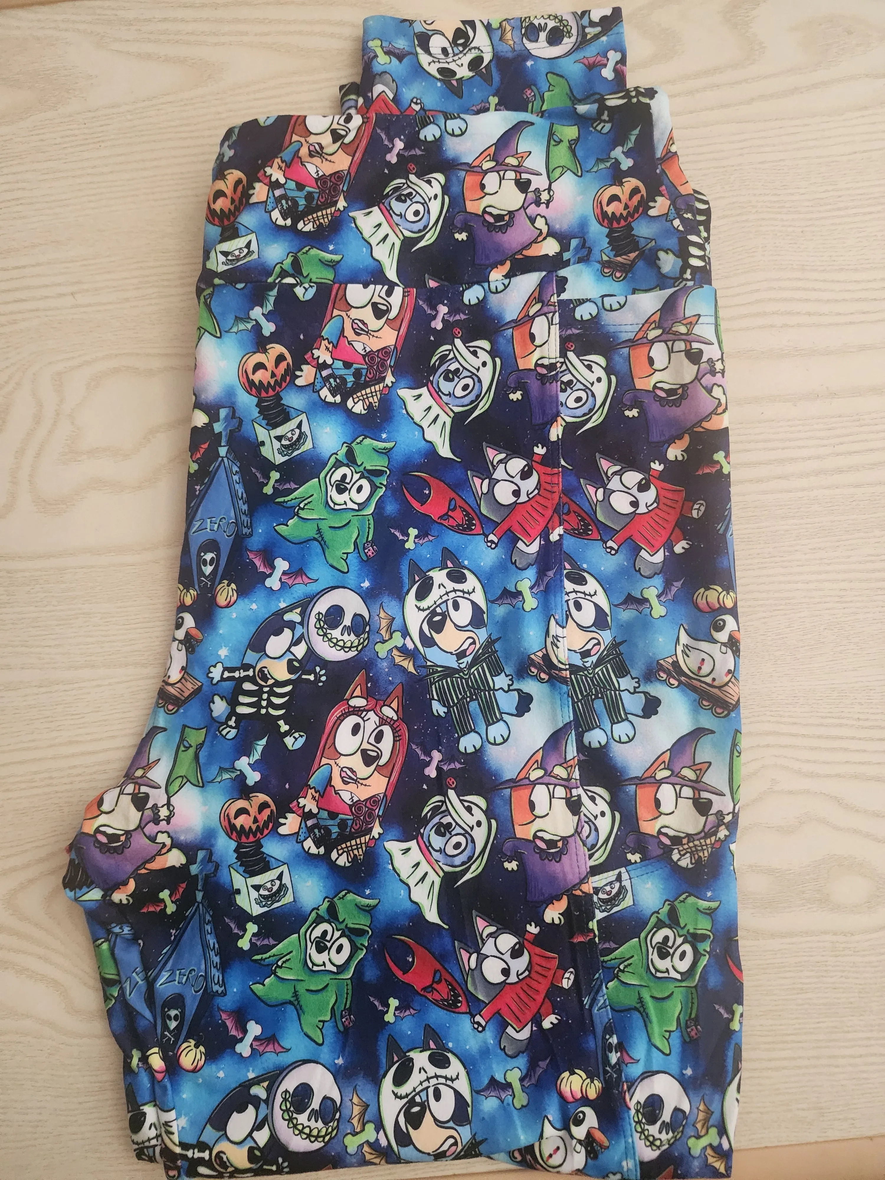 CP Bluey, Bingo, and Family Nightmare Before Christmas Halloween Leggings