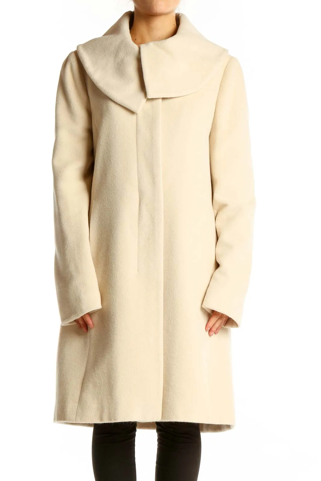 Cream Elegant Wrap Coat