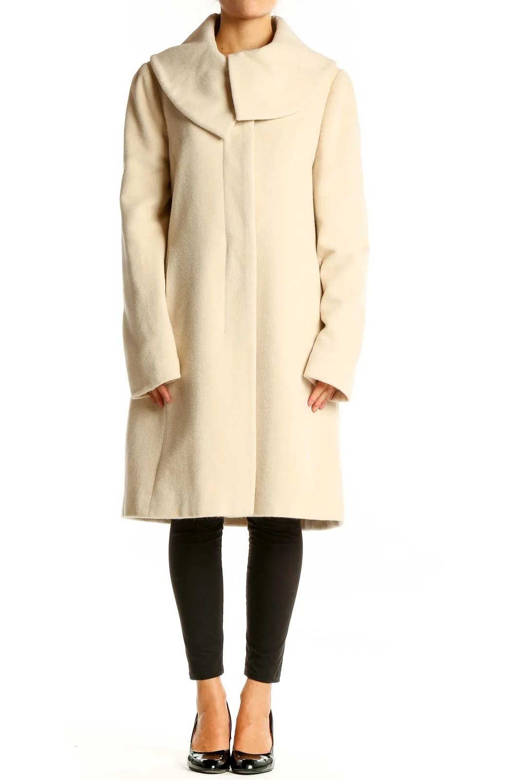 Cream Elegant Wrap Coat