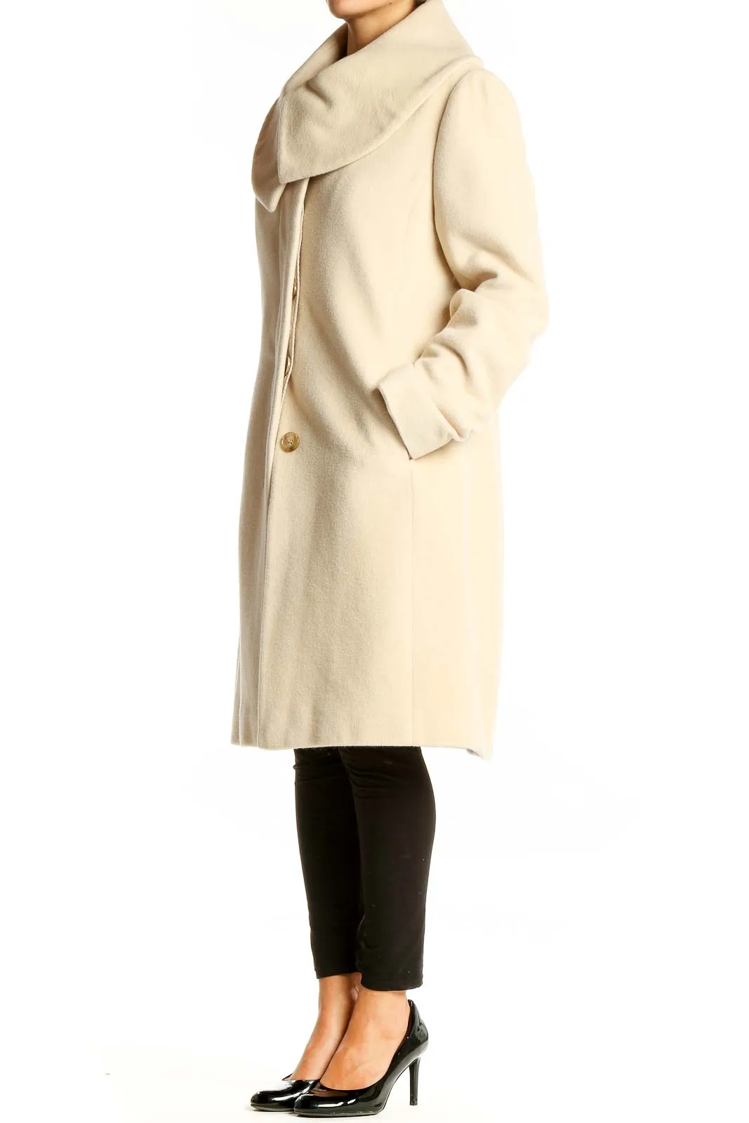 Cream Elegant Wrap Coat