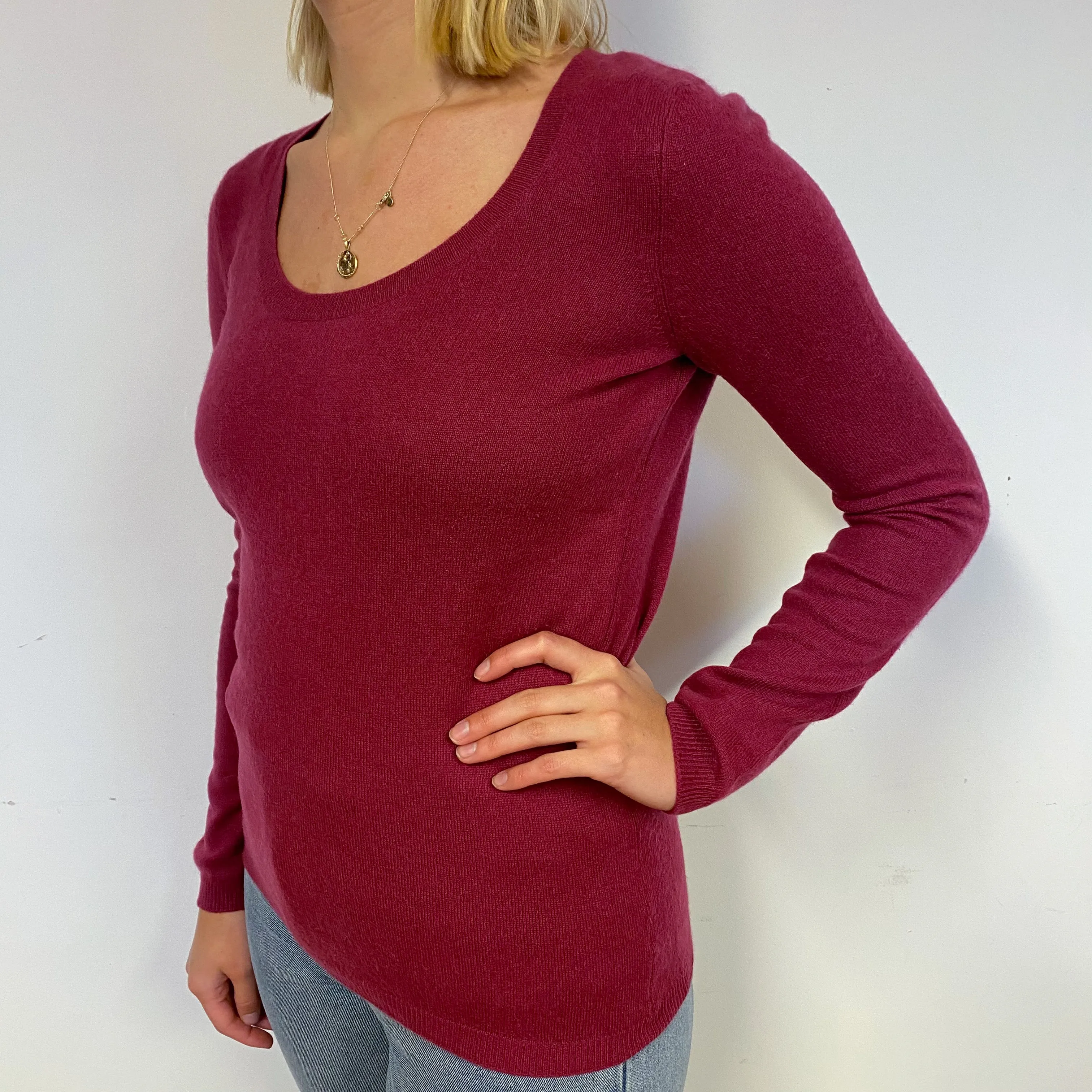 Crimson Cashmere Crew Neck Jumper Small