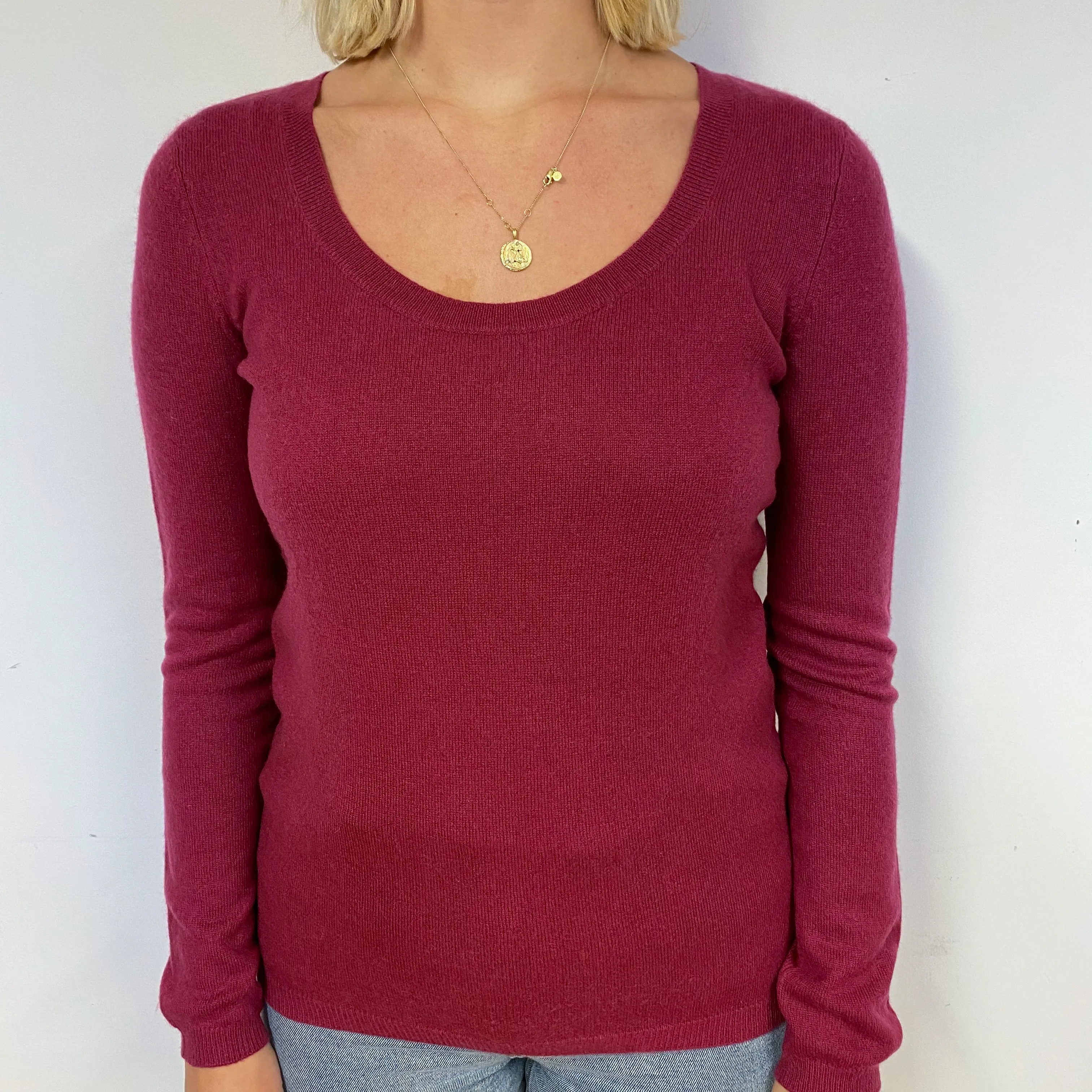 Crimson Cashmere Crew Neck Jumper Small