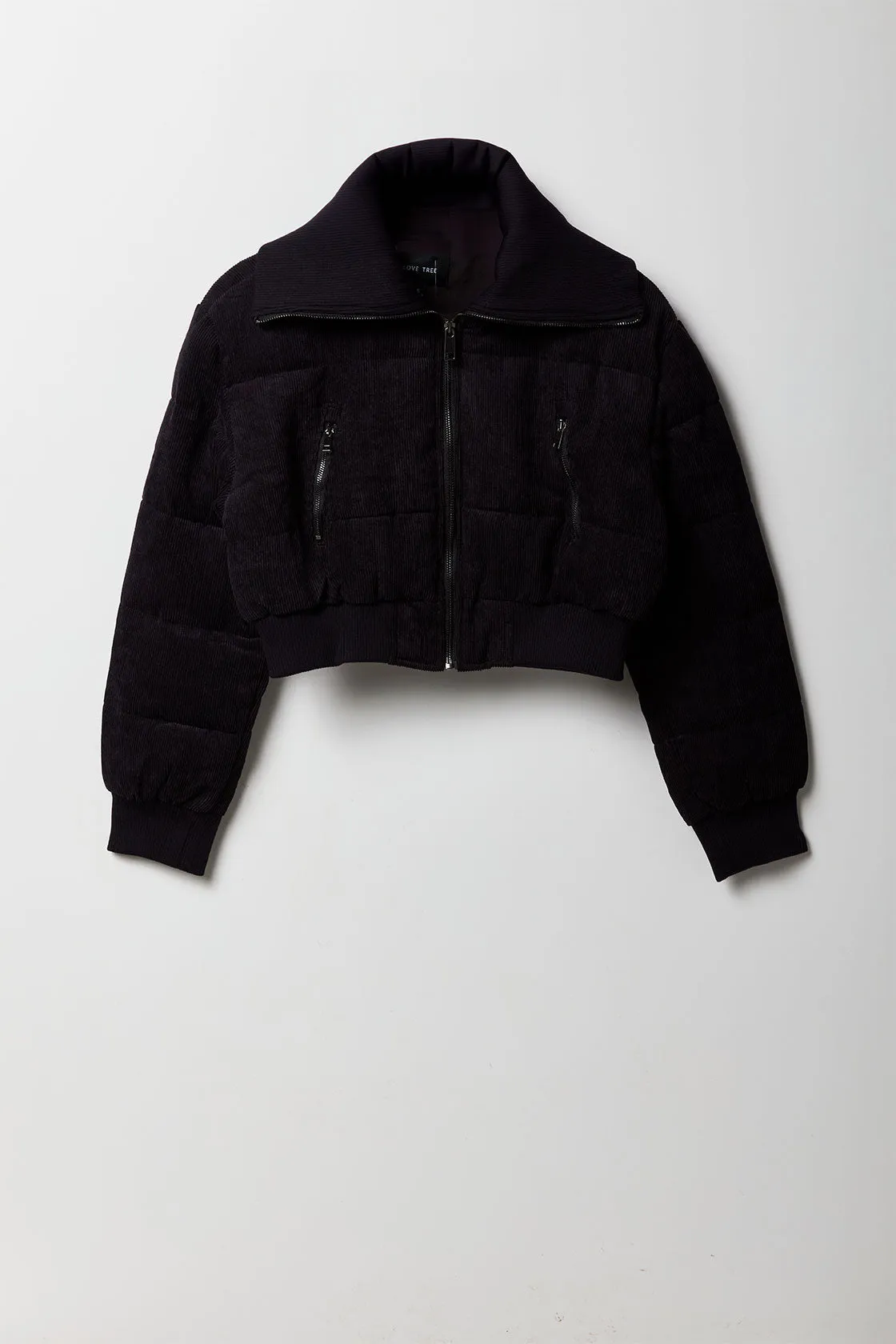 Cropped Corduroy Puffer Jacket