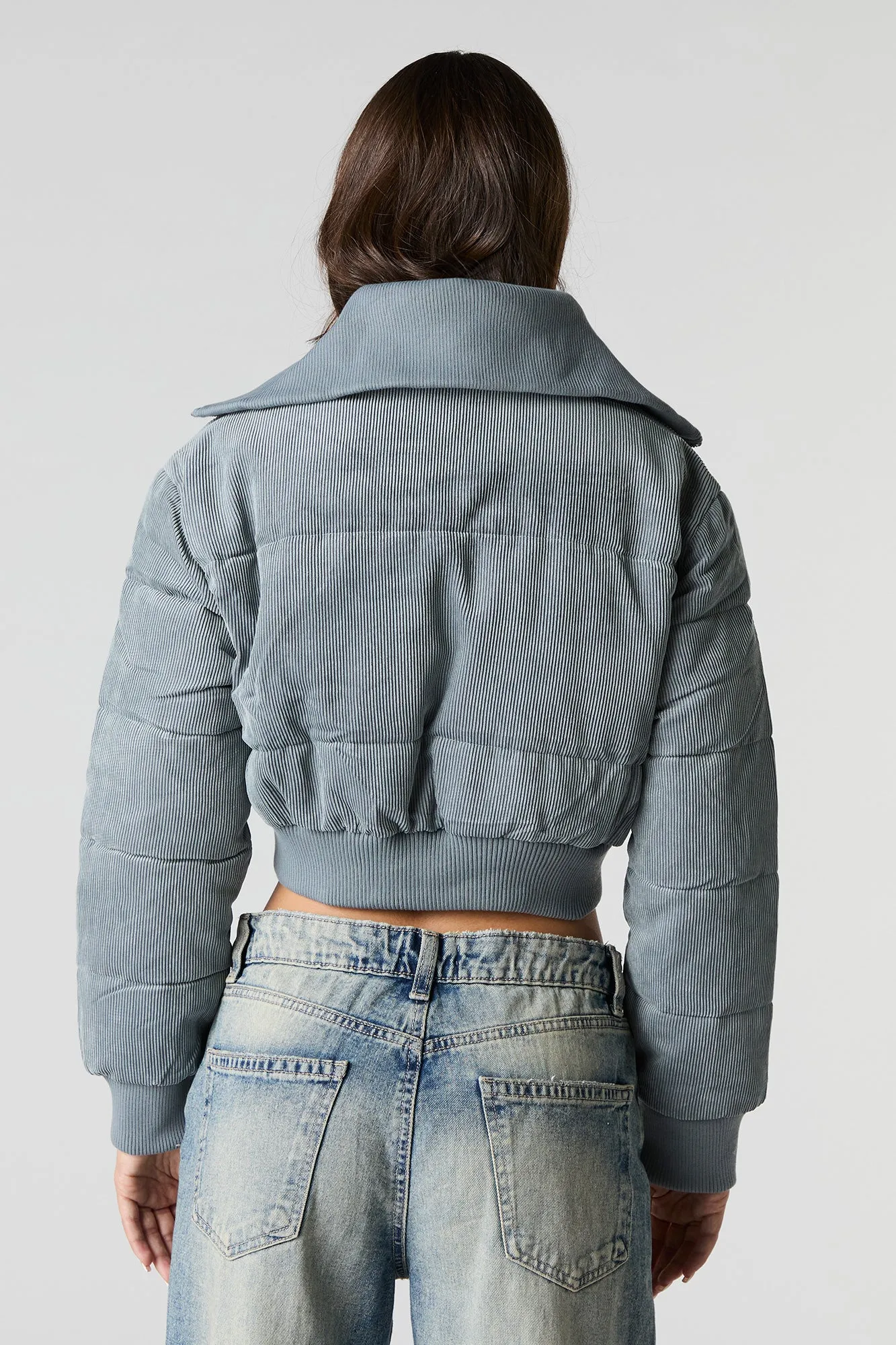 Cropped Corduroy Puffer Jacket