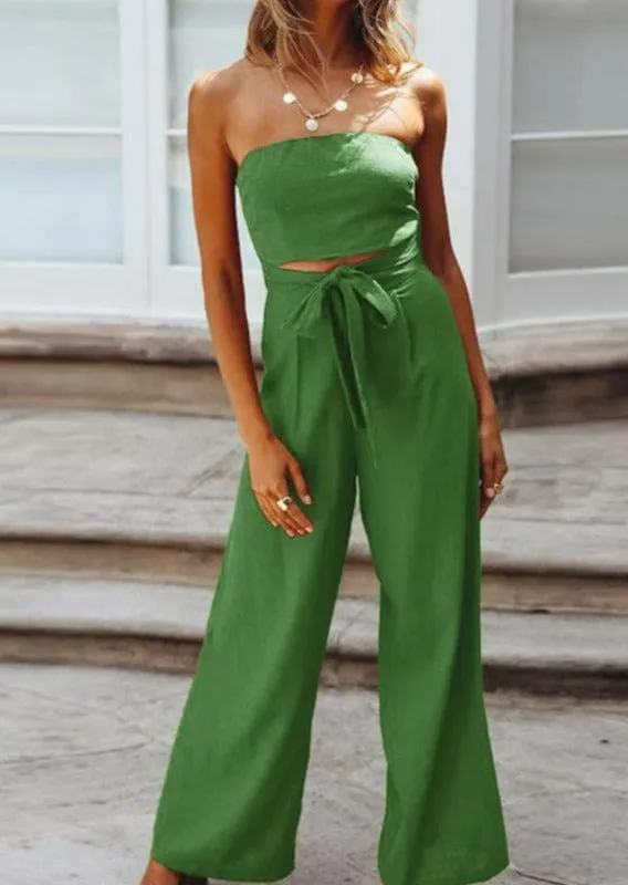 Cutout Front Strapless Jumpsuit