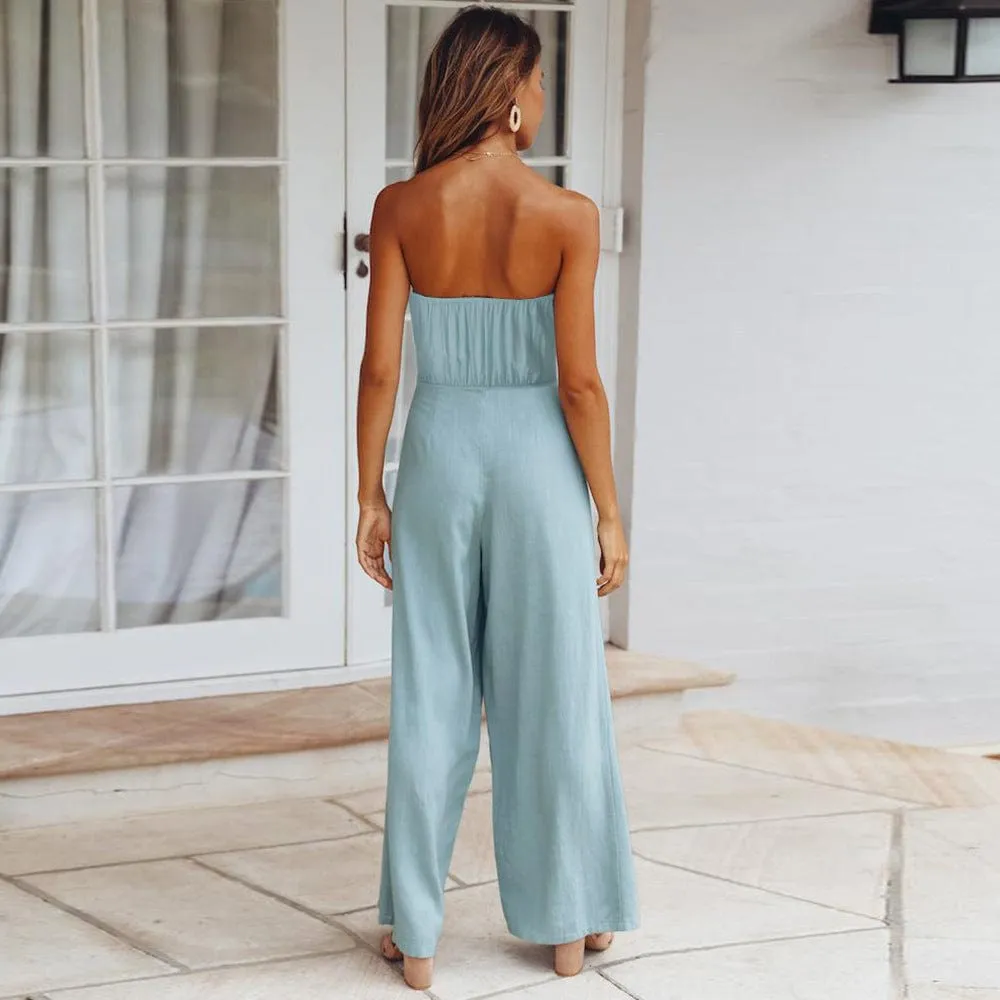 Cutout Front Strapless Jumpsuit