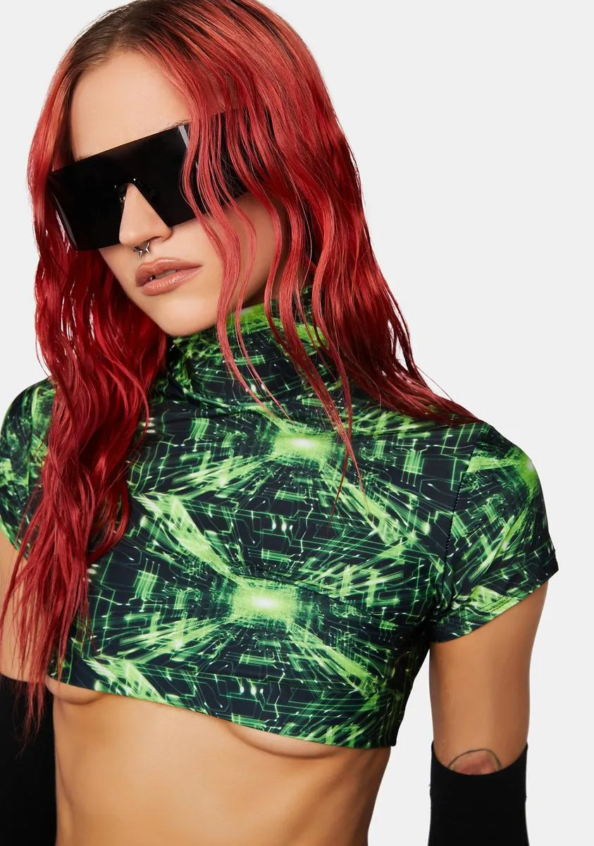 Cyber Grid Underboob Top