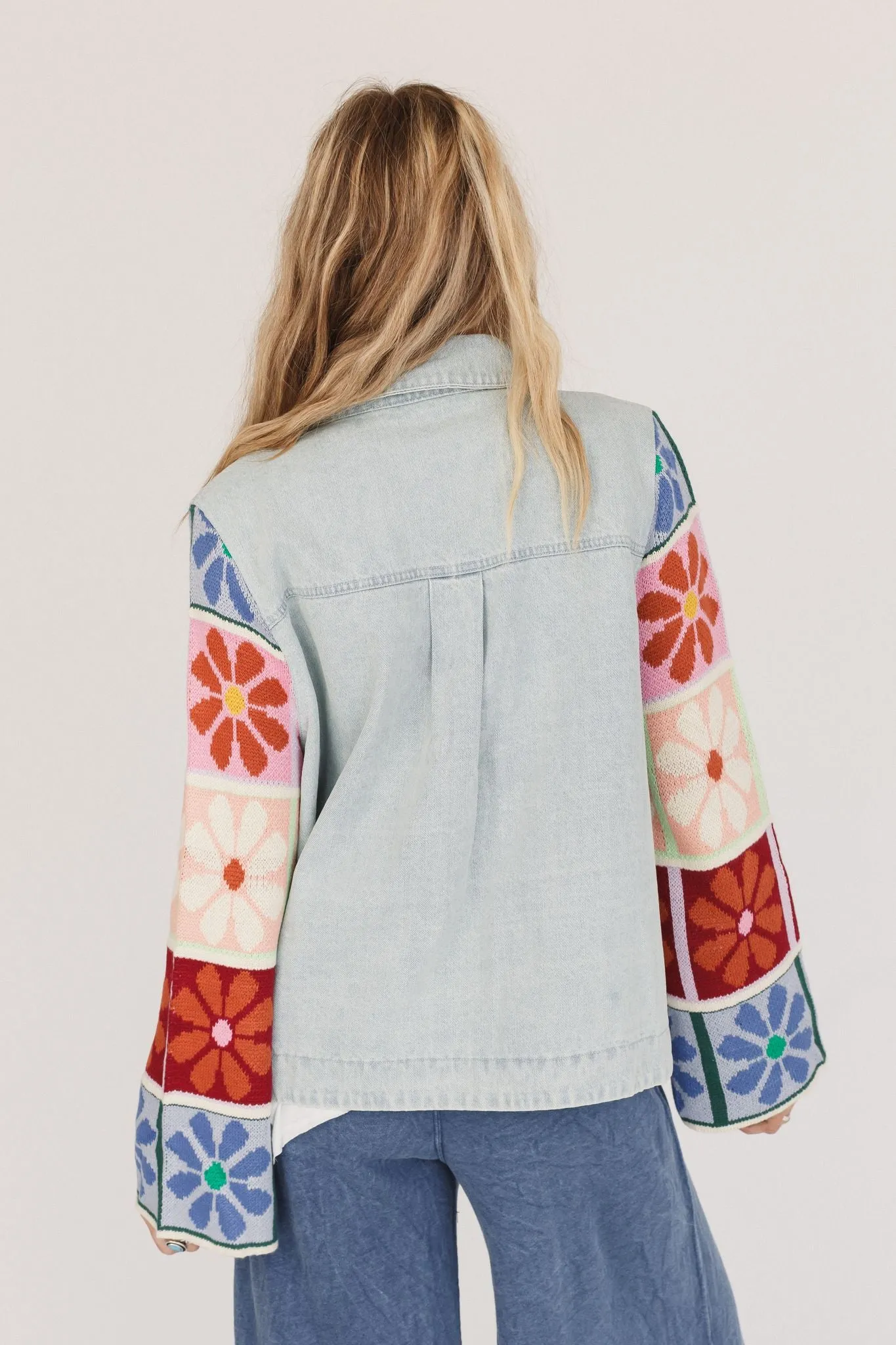 Dahlia Sweater Denim Jacket - Light Denim