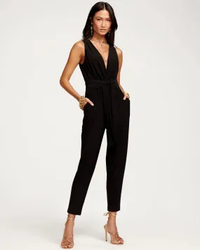 Daisy V Neck Jumpsuit - Black