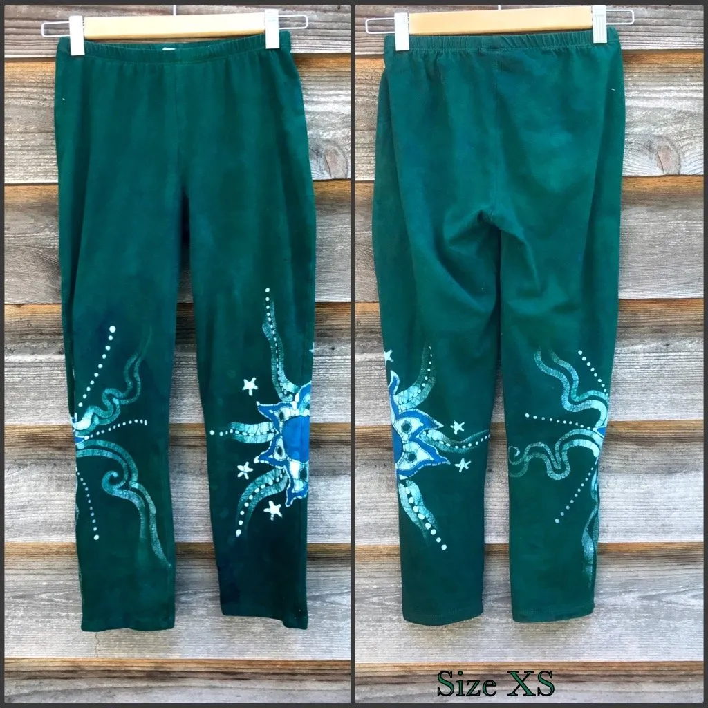 Dancing Deep in the Green Forest Batik Capri Leggings