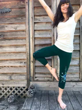 Dancing Deep in the Green Forest Batik Capri Leggings