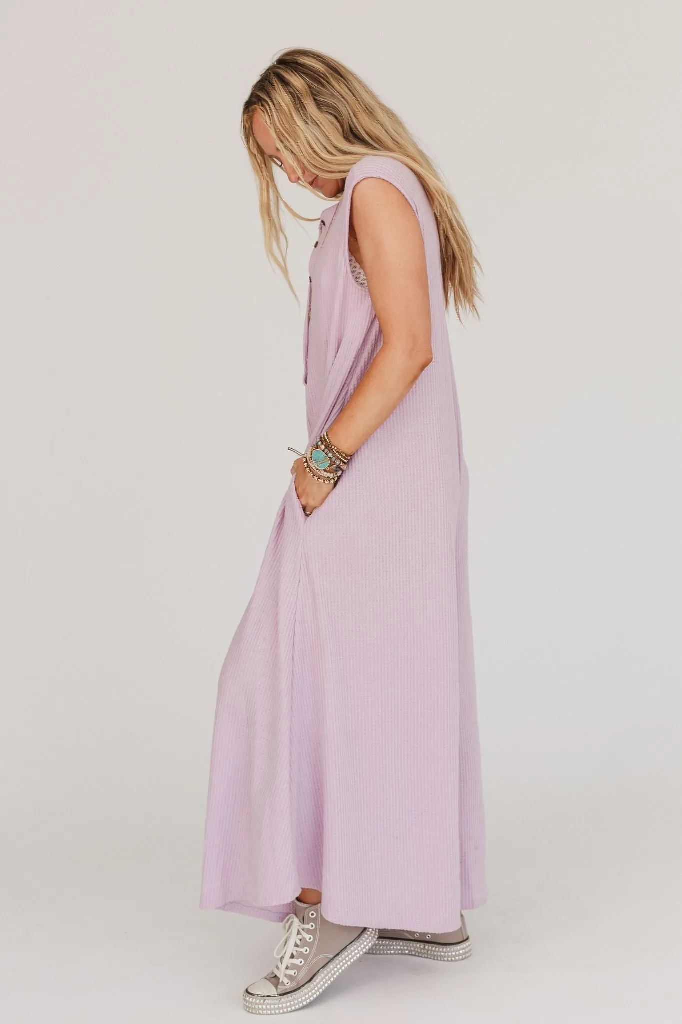 Daphne Waffle Jumpsuit - Lavender