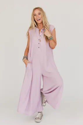 Daphne Waffle Jumpsuit - Lavender