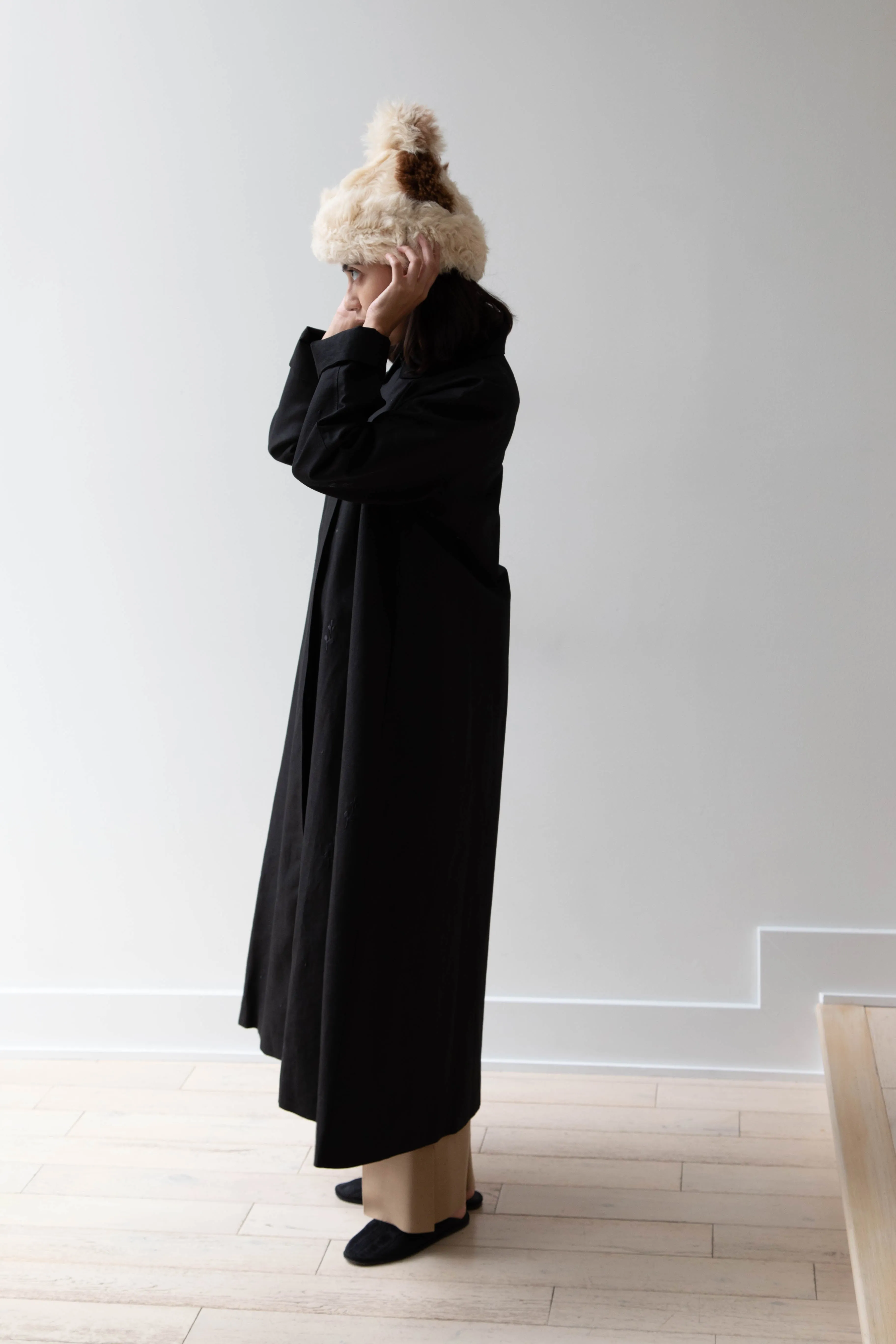 Delegan | Trench Coat with Embroidery in Black & Black