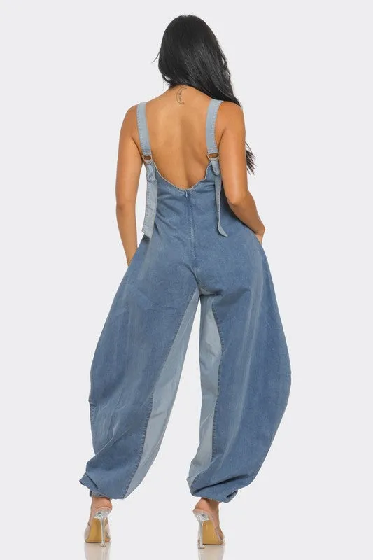 Denim Patchwork Jumpsuit