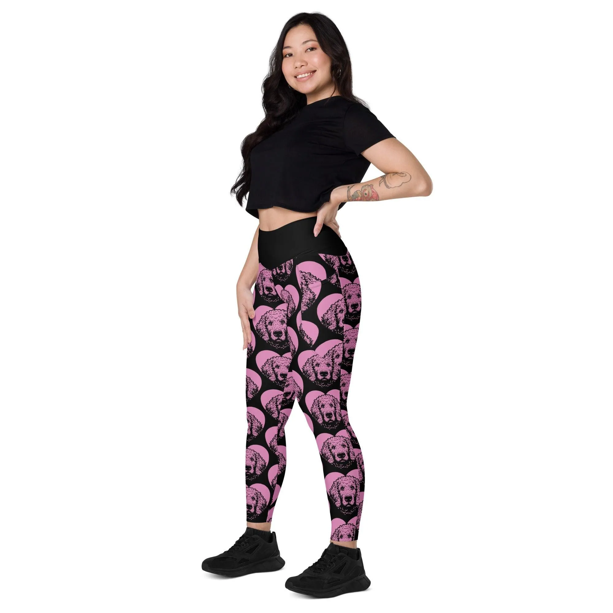 DOG BREED LEGGINGS with pockets - CURLY COATED RETRIEVER - HERTTAHOUND - pink