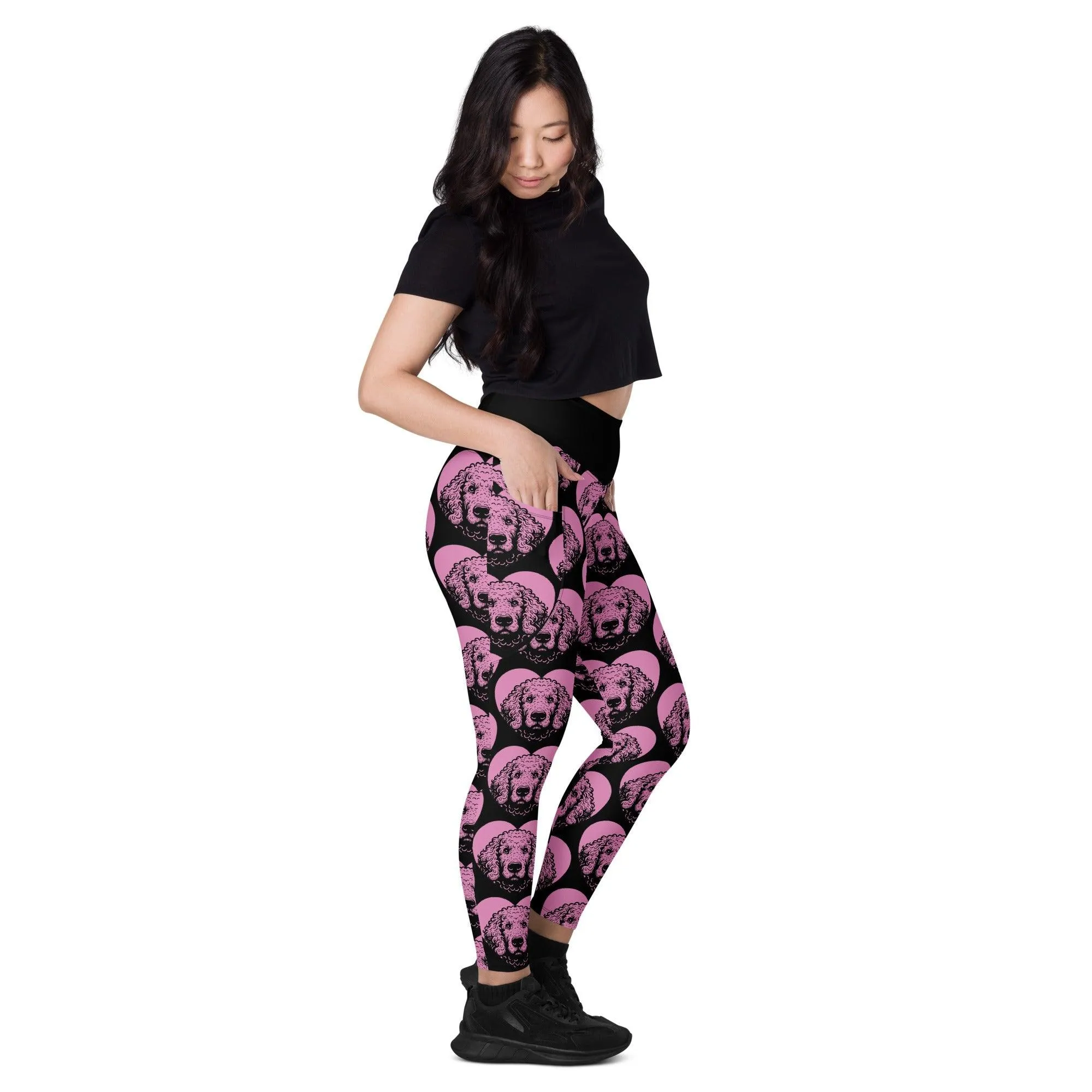 DOG BREED LEGGINGS with pockets - CURLY COATED RETRIEVER - HERTTAHOUND - pink