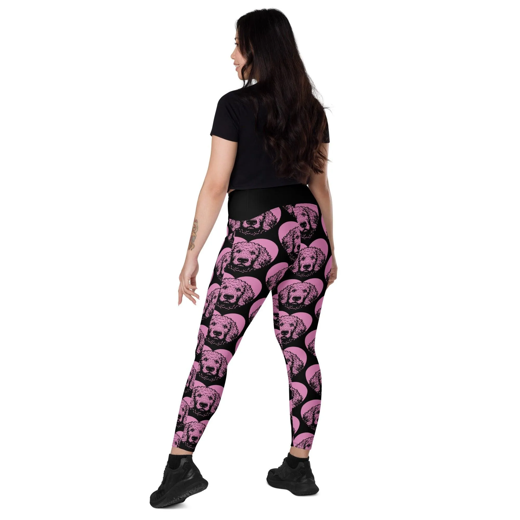 DOG BREED LEGGINGS with pockets - CURLY COATED RETRIEVER - HERTTAHOUND - pink