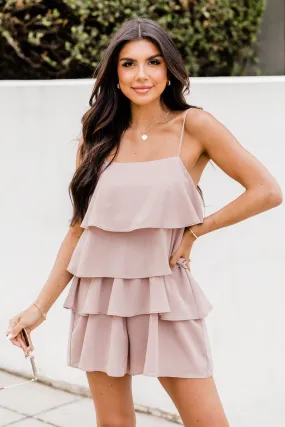 Don't Let Me Go Taupe Ruffle Romper FINAL SALE