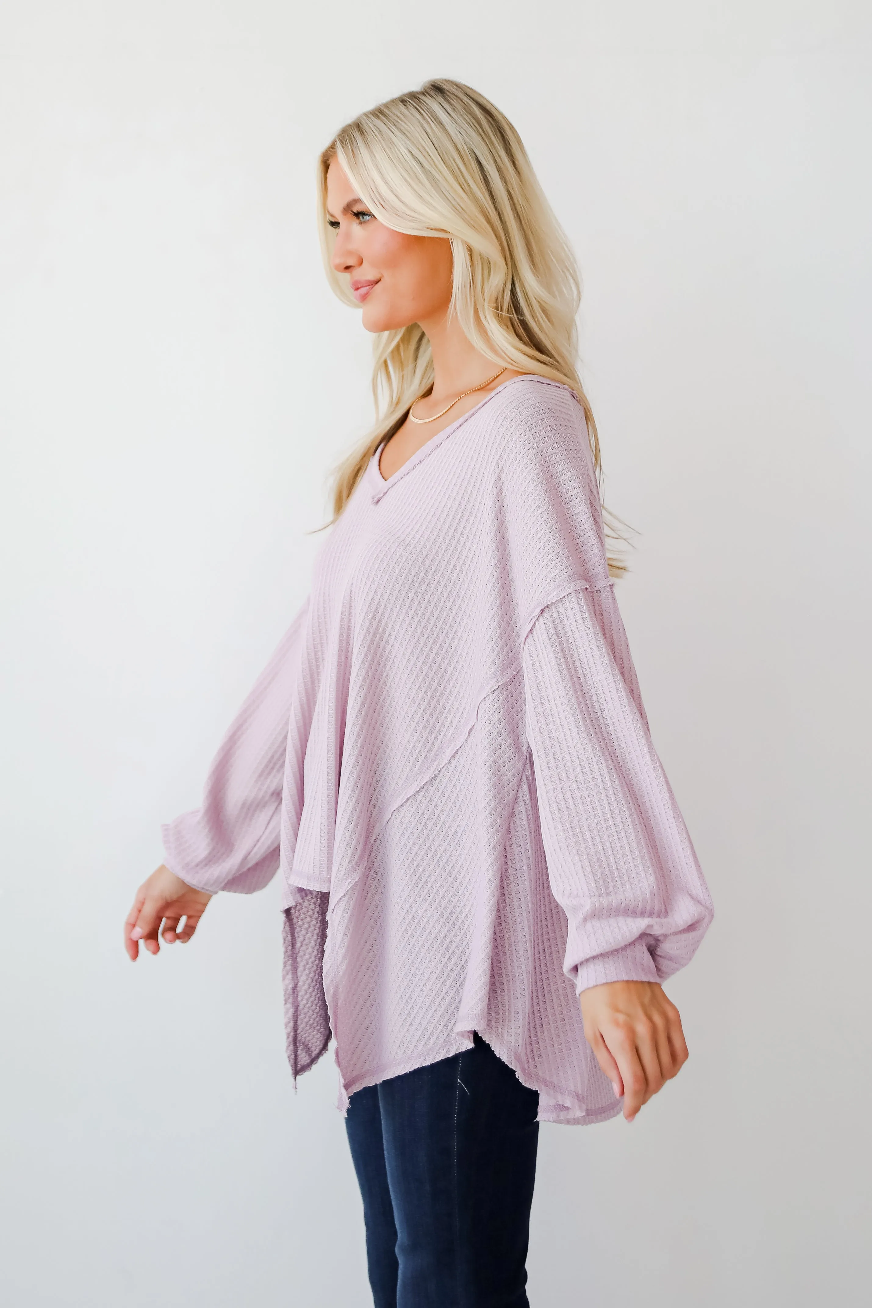 Effortless Looks Lavender Waffle Knit Top - DOORBUSTER