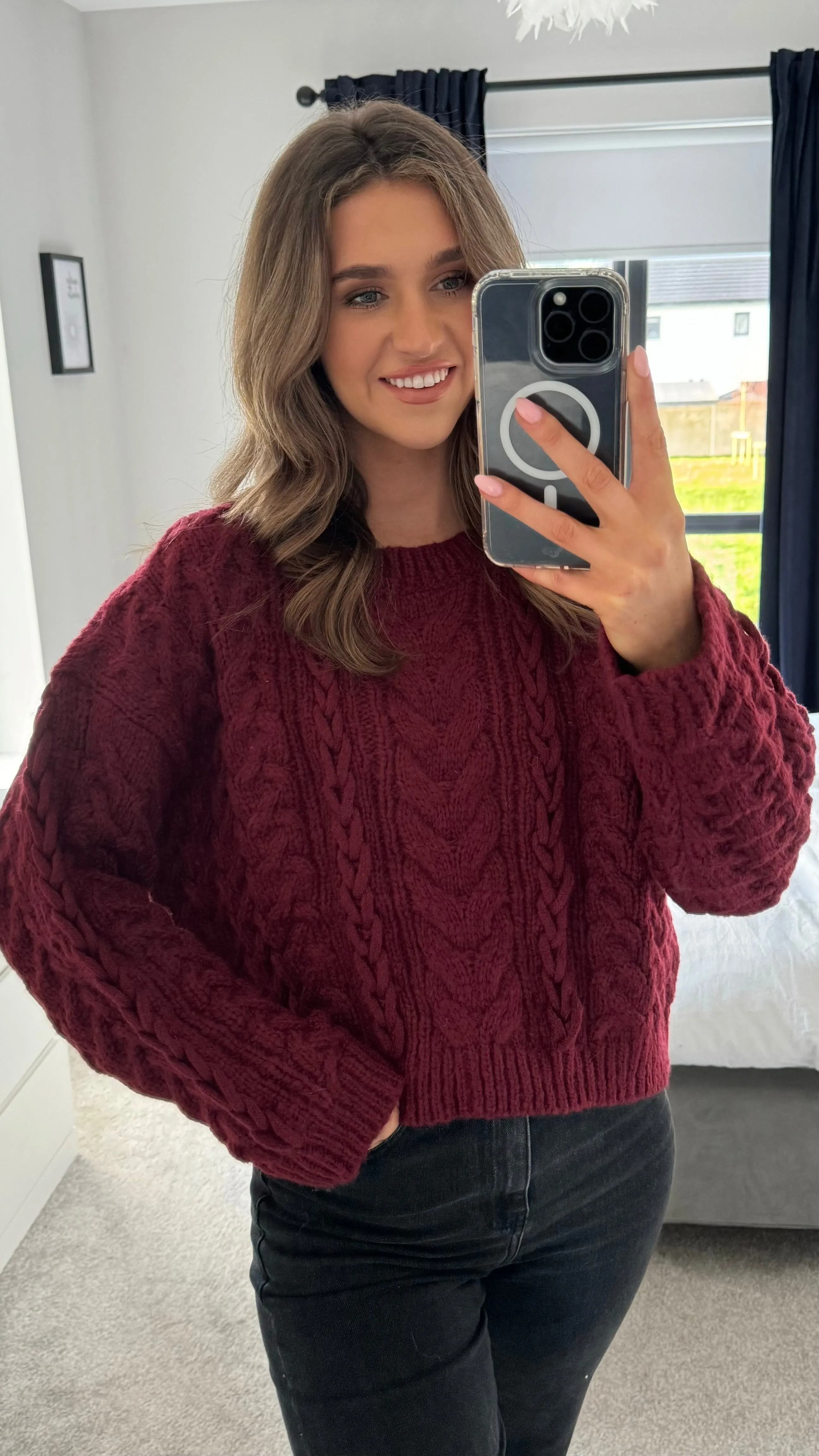 Falconer Burgundy Chunky Knit Jumper