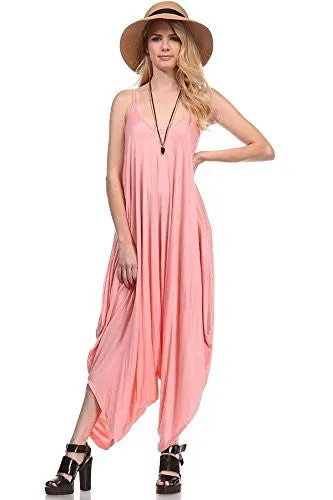 Fashion Secrets Solid Women Harem Overall Summer Jumpsuit Romper