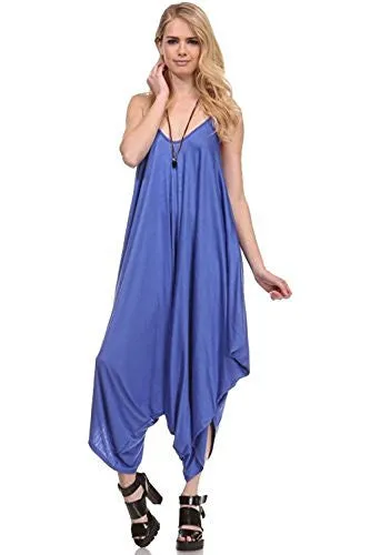 Fashion Secrets Solid Women Harem Overall Summer Jumpsuit Romper