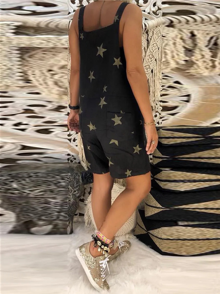 Fashion Wild Star Print Short Jumpsuit