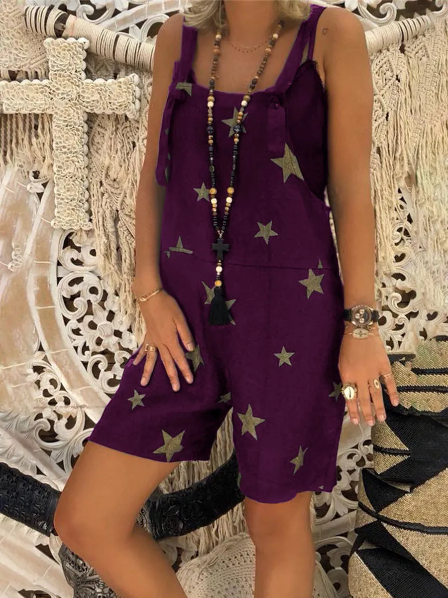 Fashion Wild Star Print Short Jumpsuit