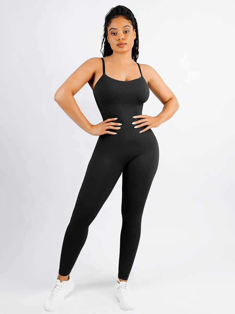 Feelingirl Spaghetti Strap Seamless Sculpted Jumpsuit