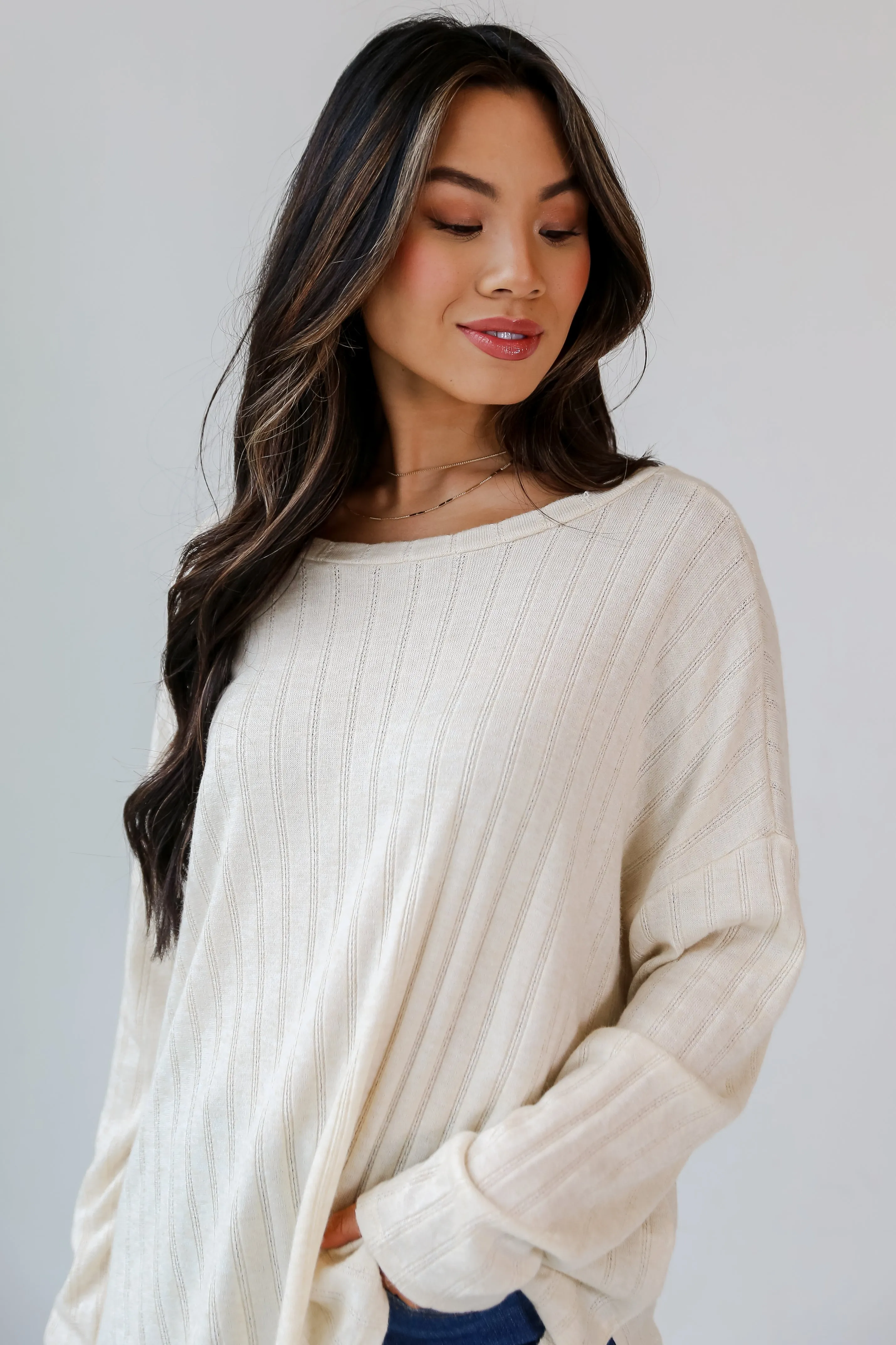 FINAL SALE - Lavish Attitude Ivory Knit Top