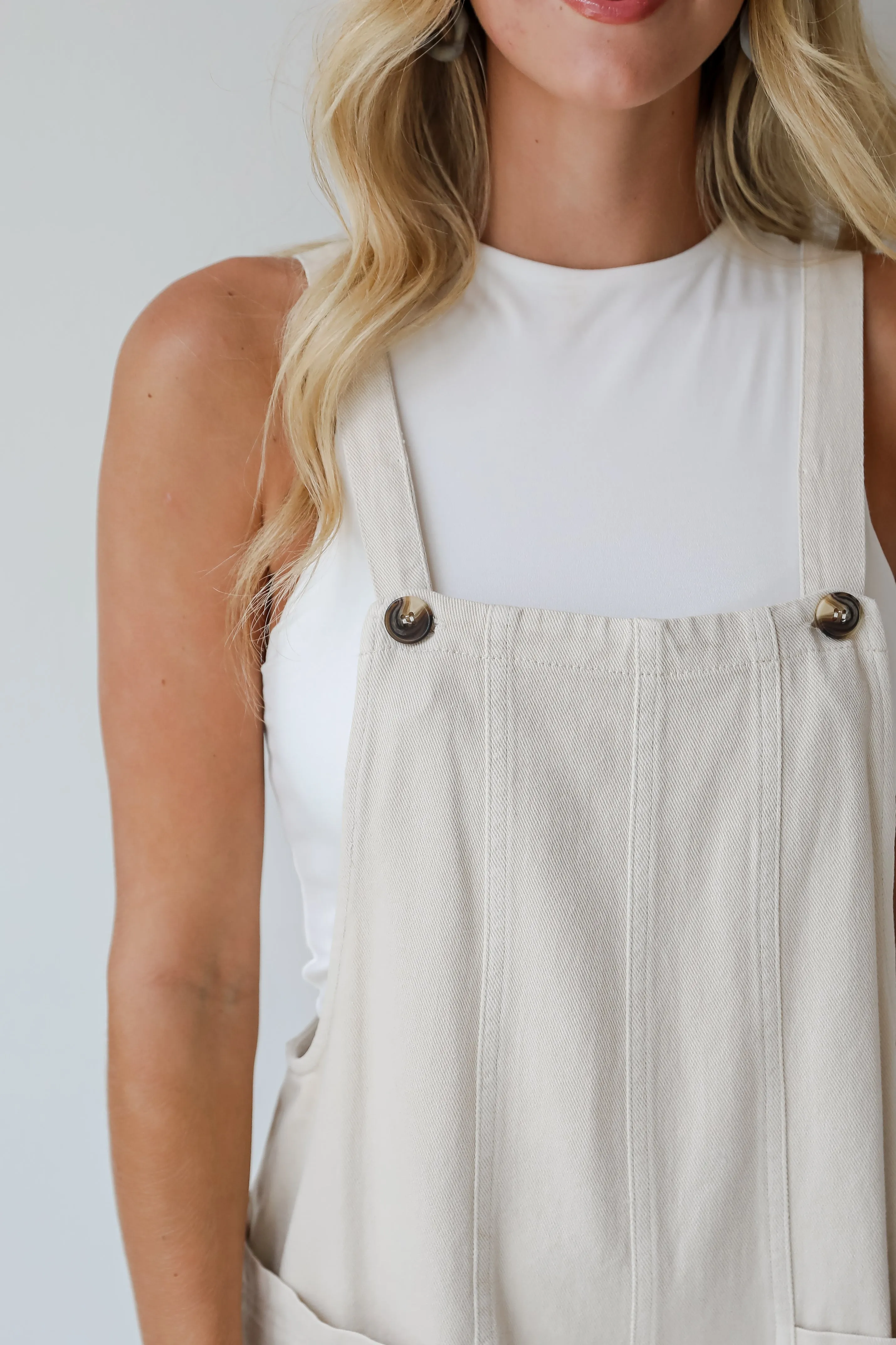 FINAL SALE - My Favorite Look Cream Denim Overall Romper