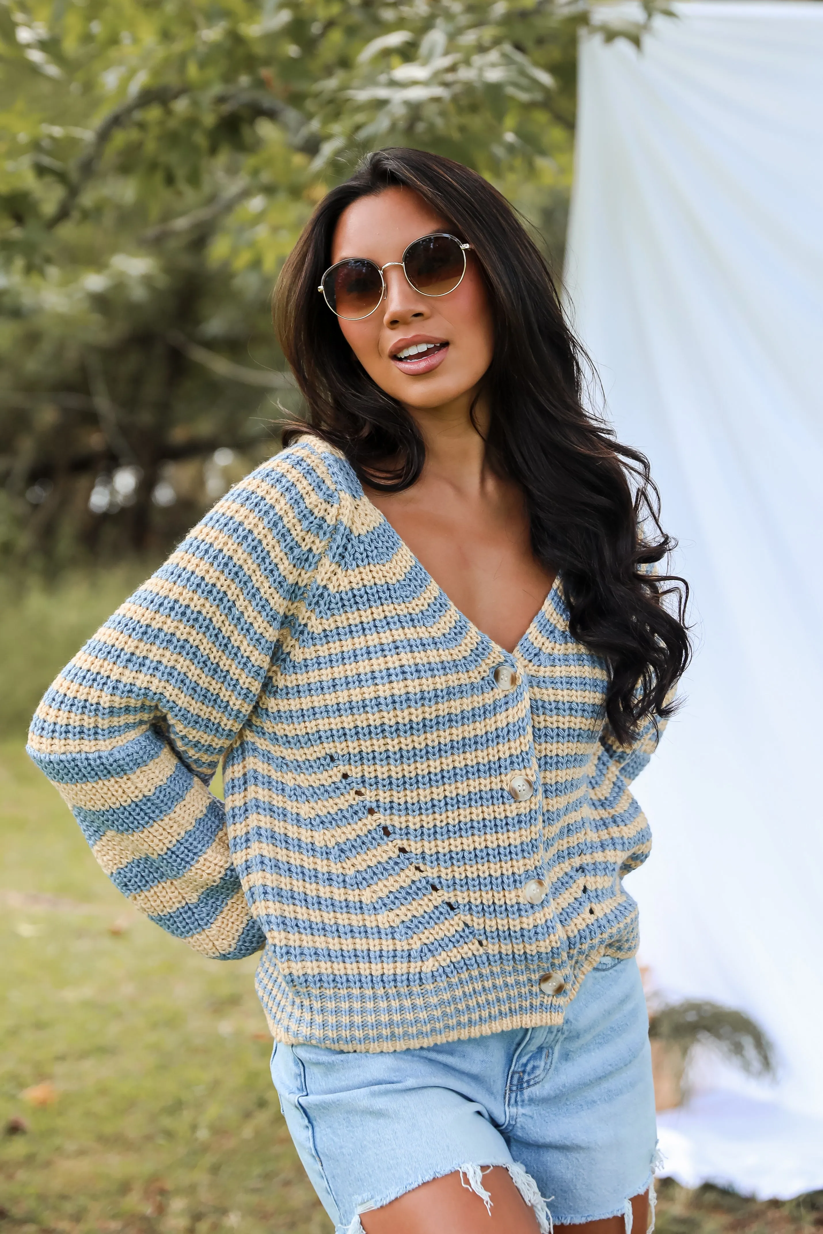 FINAL SALE - Snuggly Weather Striped Sweater Cardigan