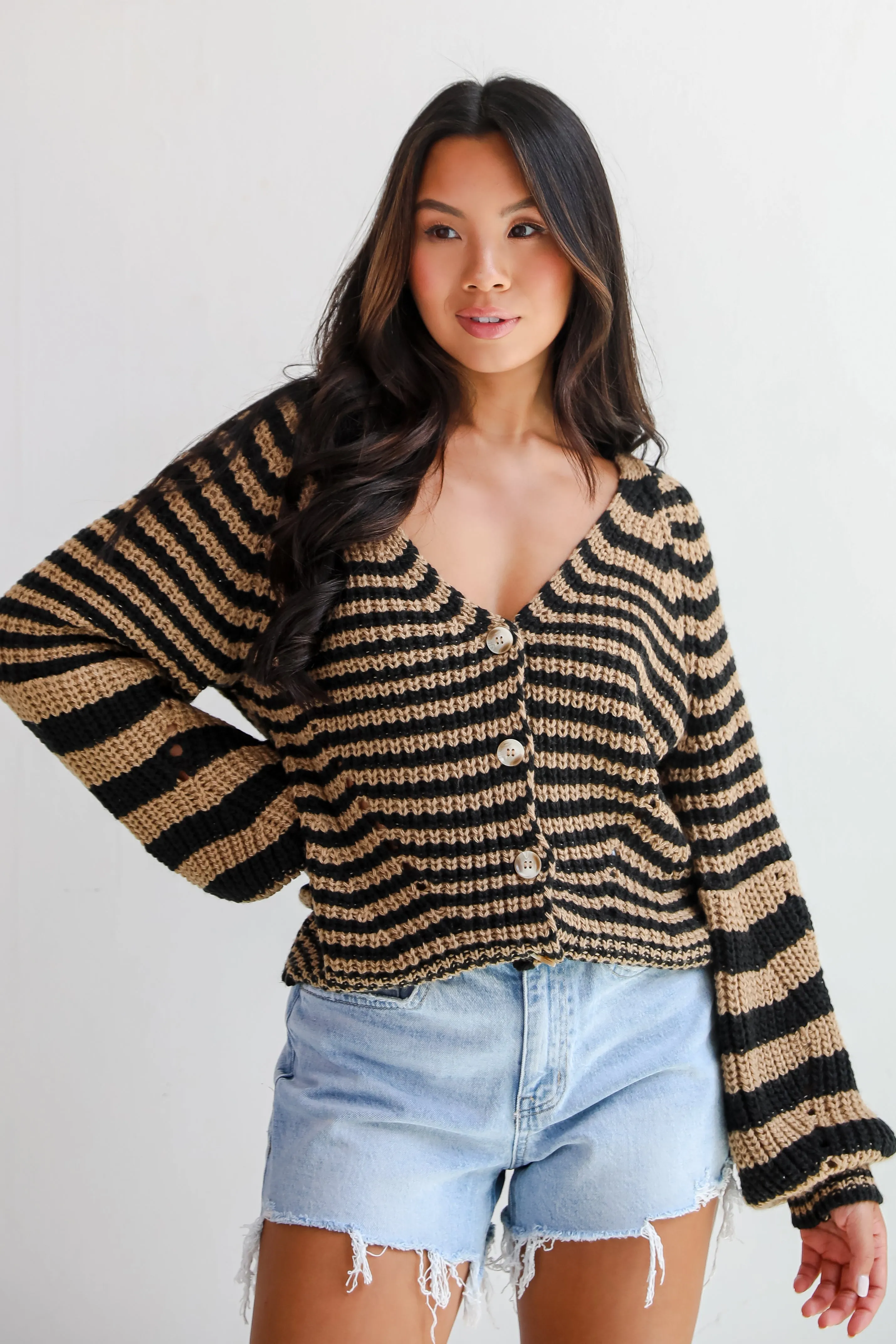 FINAL SALE - Snuggly Weather Striped Sweater Cardigan