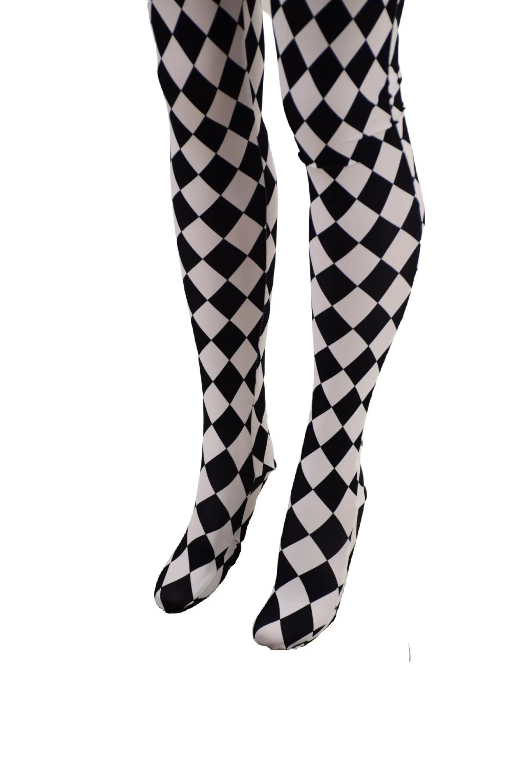 Footed High Waist Leggings in Black and White Diamond