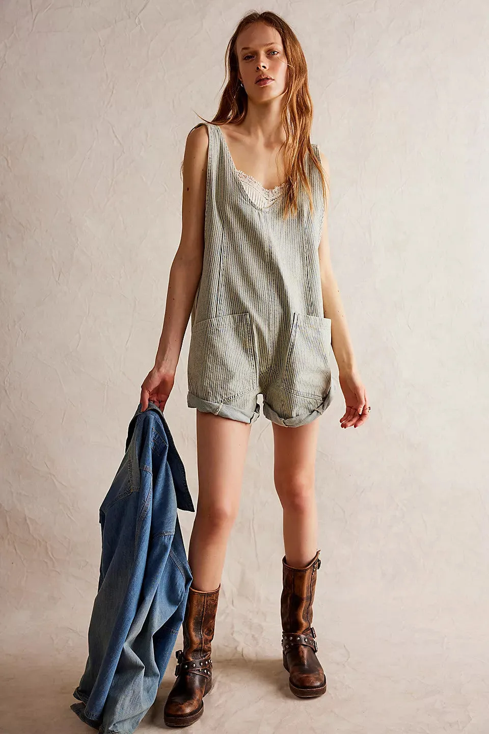 Free People Roller Railroad Shortall in Pillow Talk Stripe