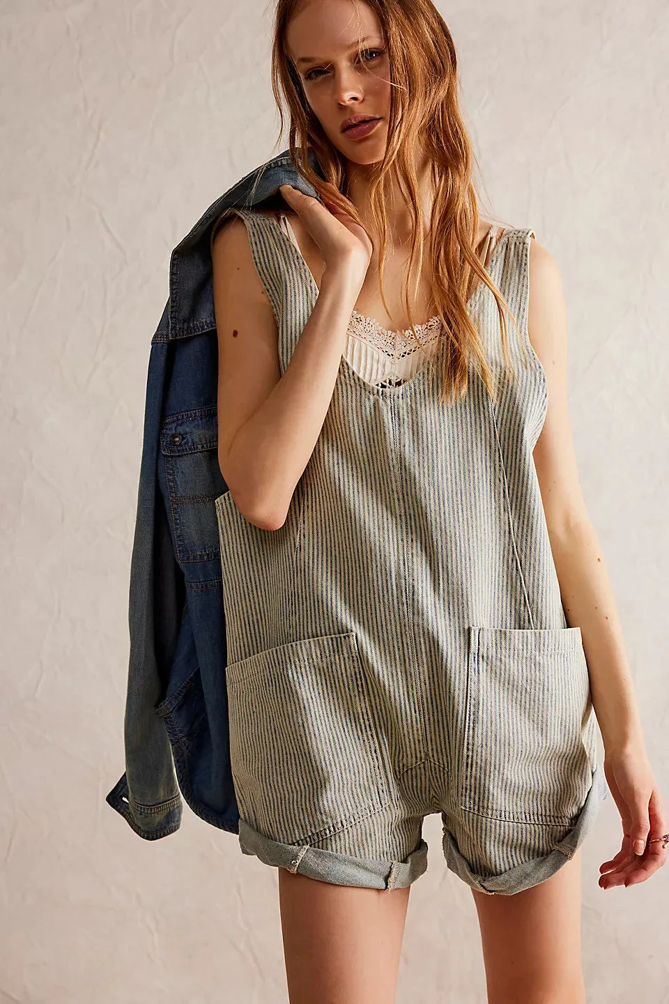 Free People Roller Railroad Shortall in Pillow Talk Stripe