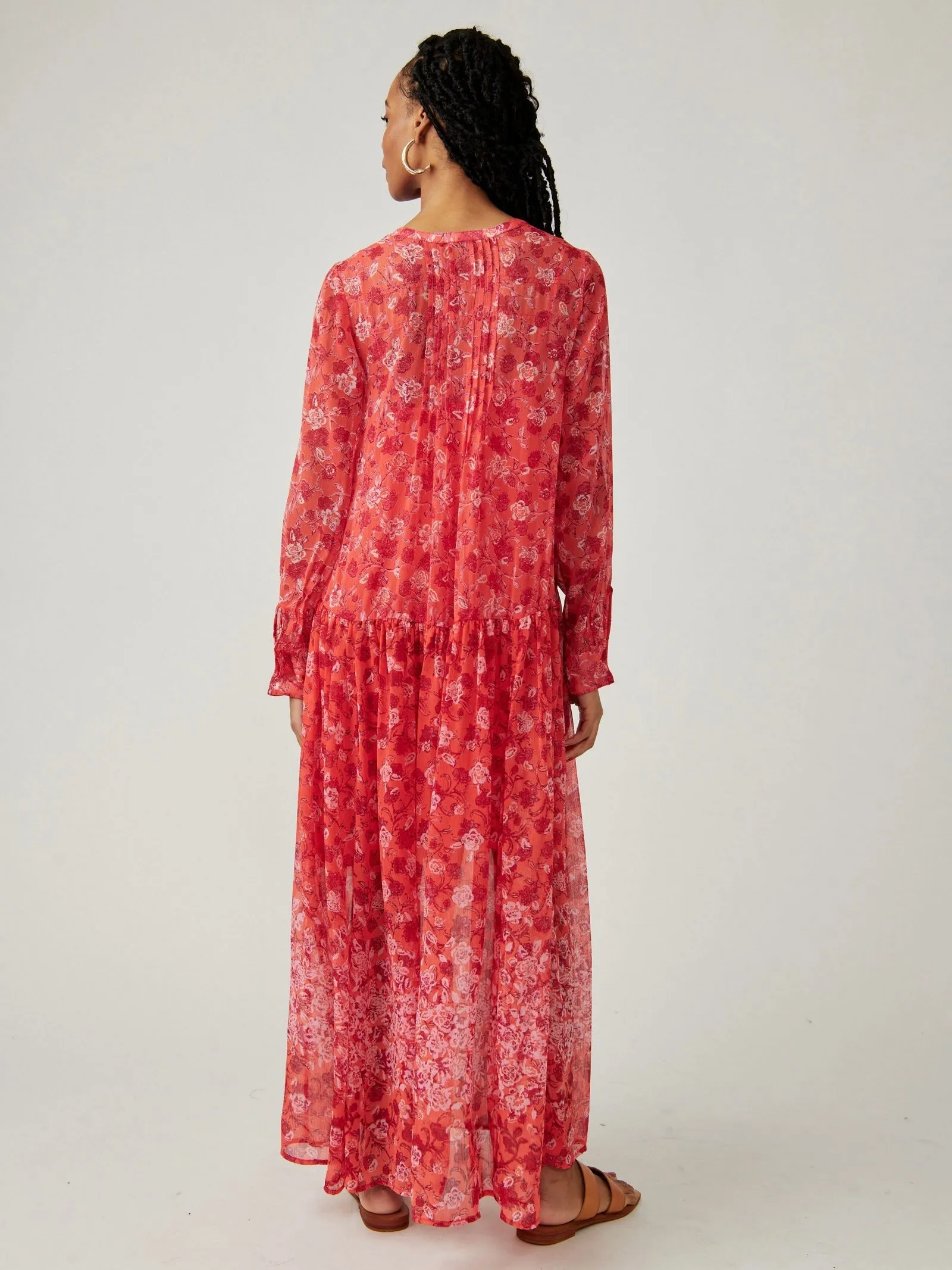 Free People See It Through Dress in Coral Combo