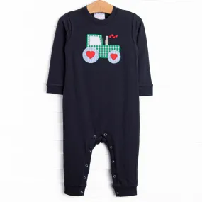 Fueled By Love Applique Romper, Navy