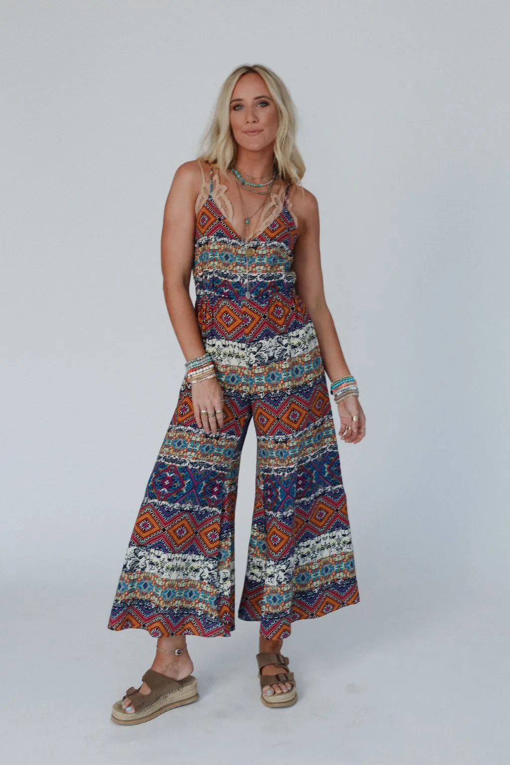 Garden Charm Printed Jumpsuit - Plum