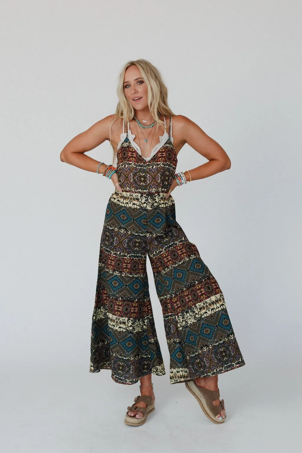 Garden Charm Printed Jumpsuit - Teal