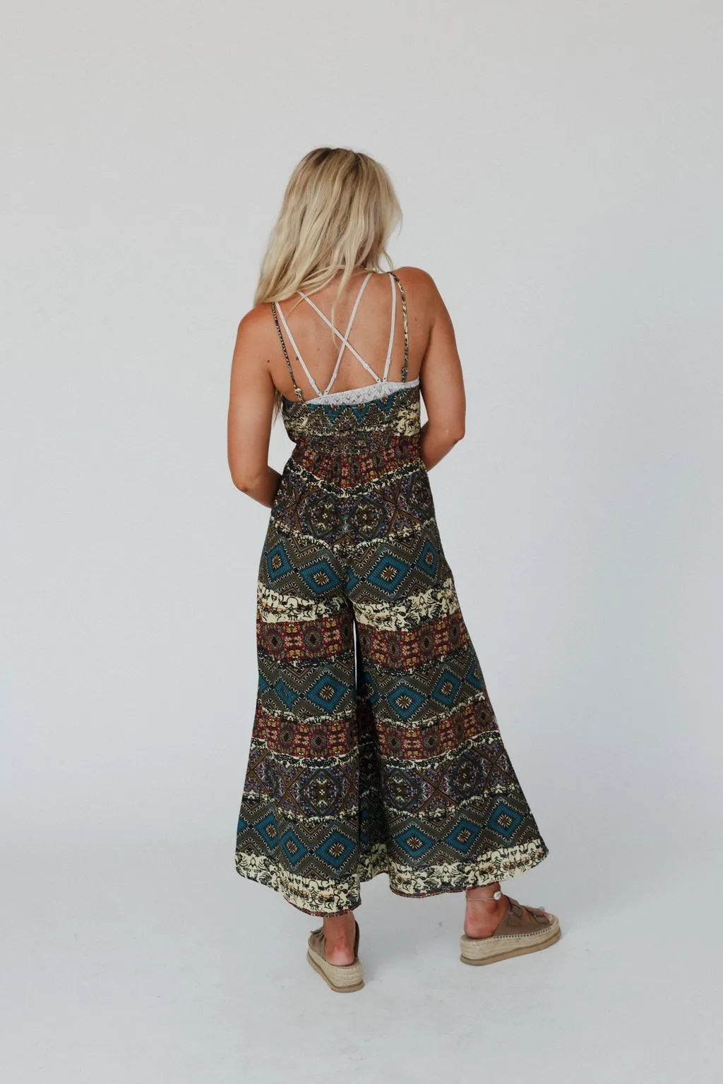 Garden Charm Printed Jumpsuit - Teal