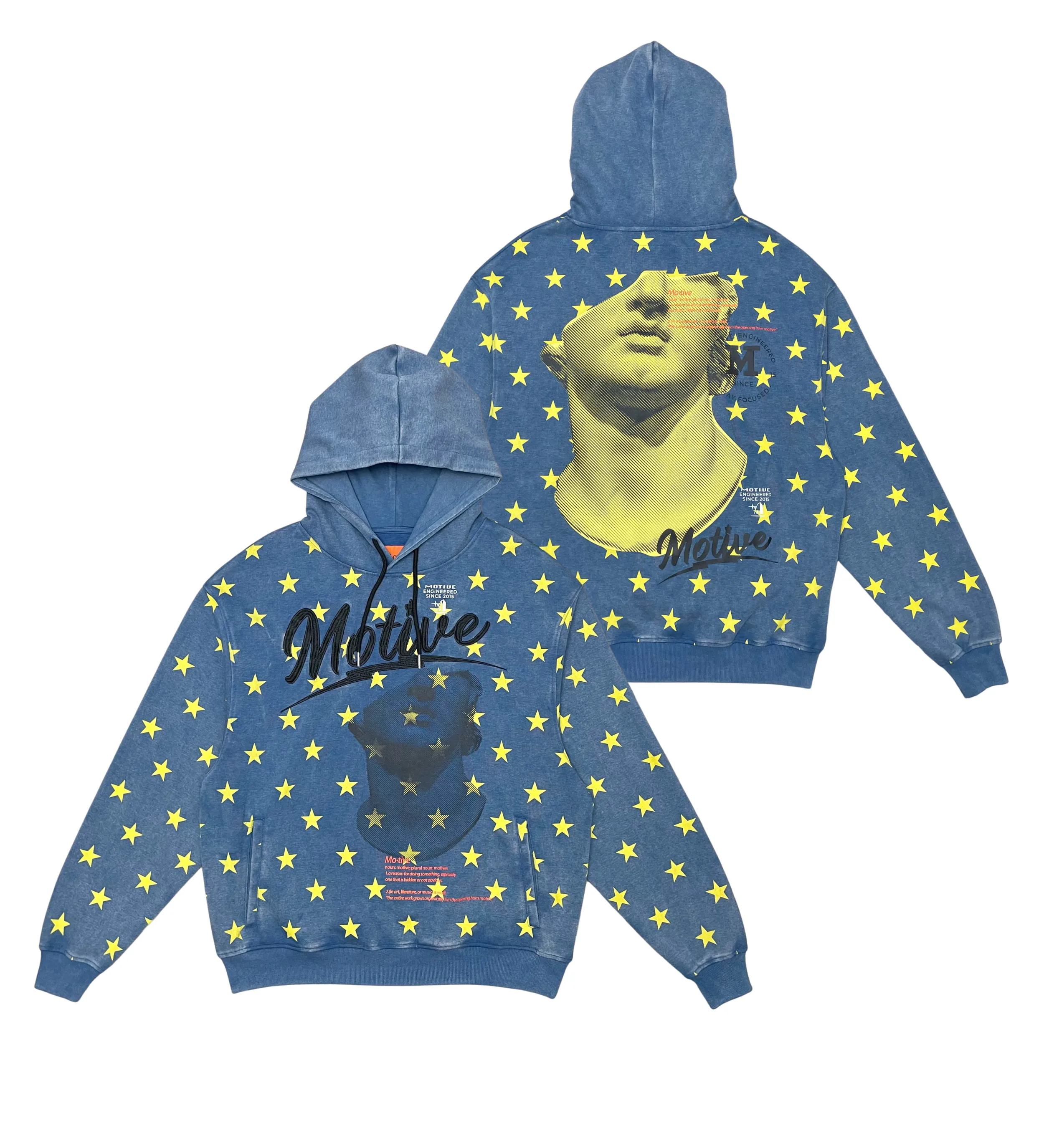 Garment dyed star pullover hoodie