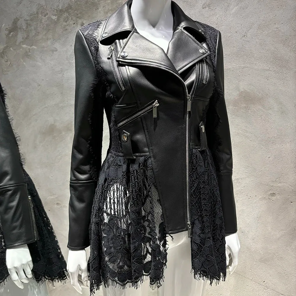 Genuine Leather Moto Jacket for Women