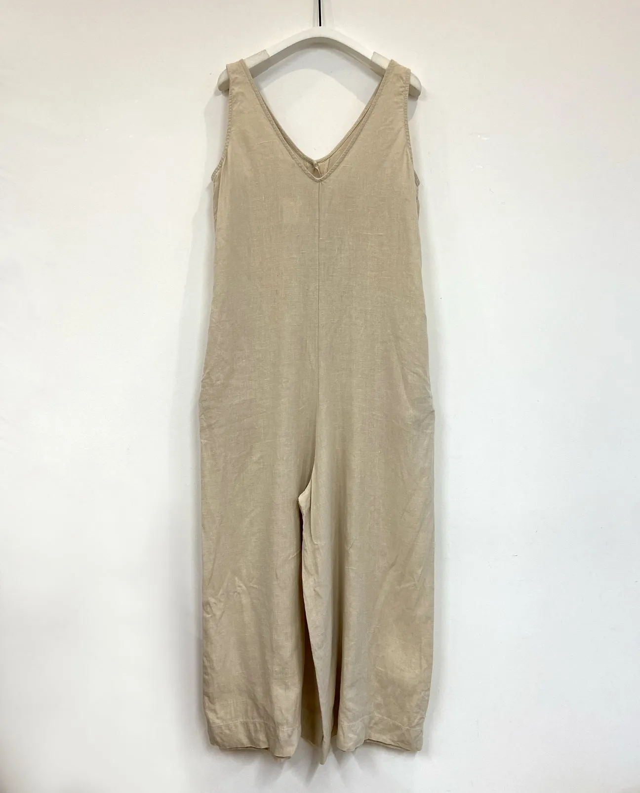 Gianna Linen Jumpsuit in Bone S