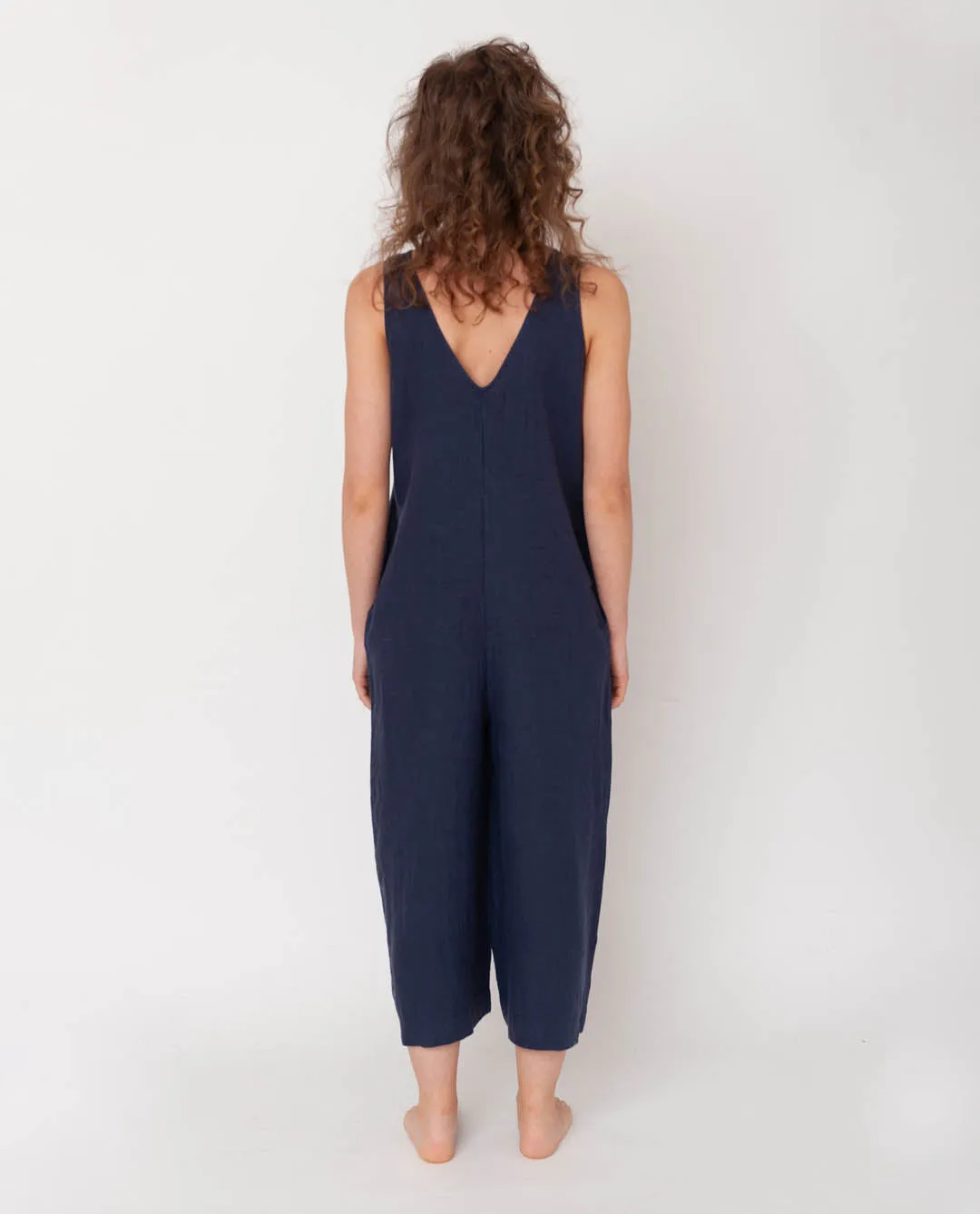 Gianna Linen Jumpsuit in Midnight XS